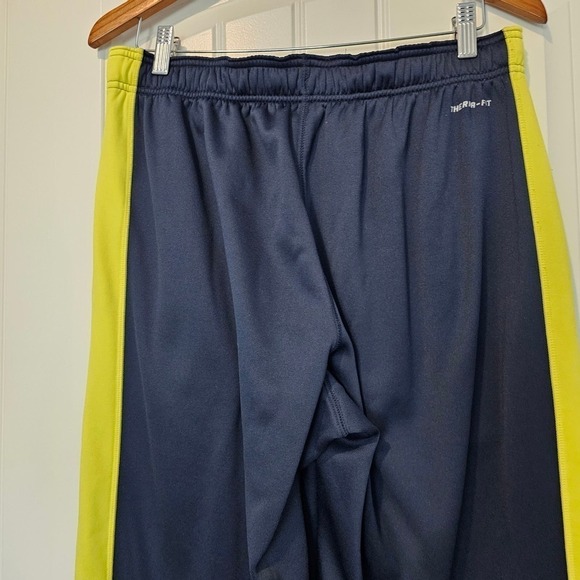 Nike Therma Fit Mens Track Pants Size Large Blue Yellow Pin Stripe Straight Leg - Picture 6 of 11